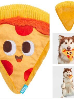 BARK PIZZA FACE DELIVERY BAG DOG TOY